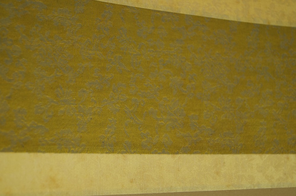 Kakemono peonies and sakura mounting detail