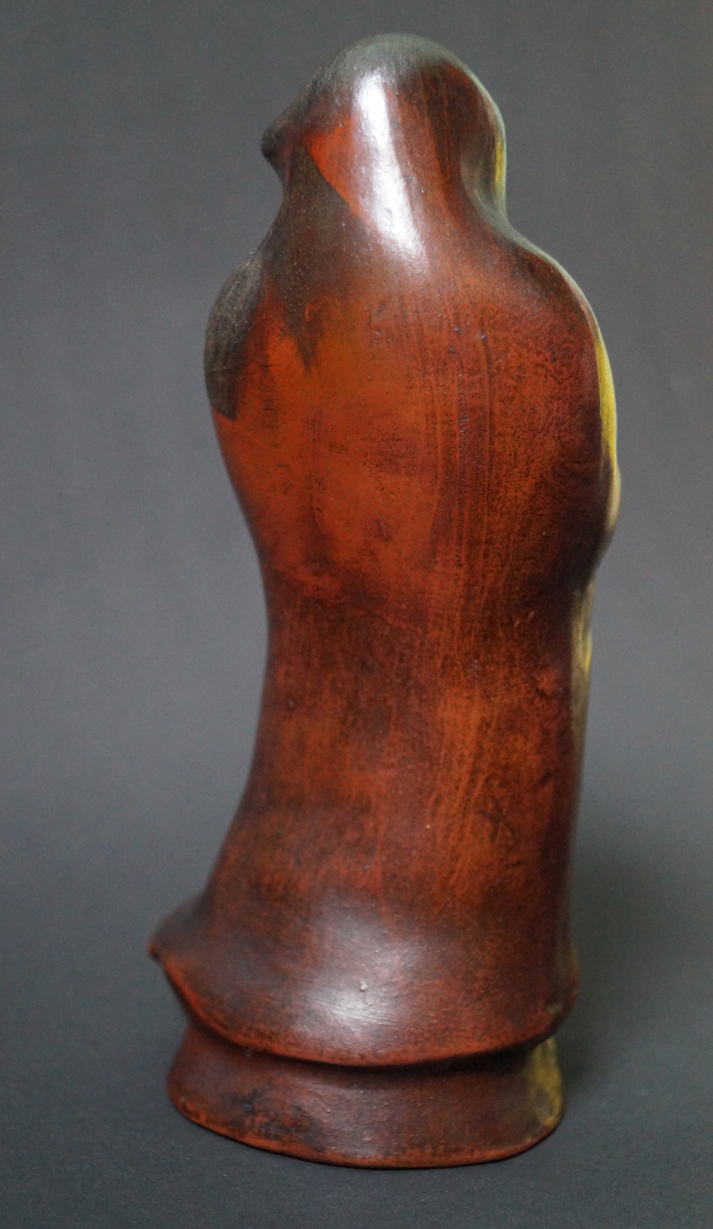 Bodhidharma Daruma Figure Made of Bizen Ware Back View