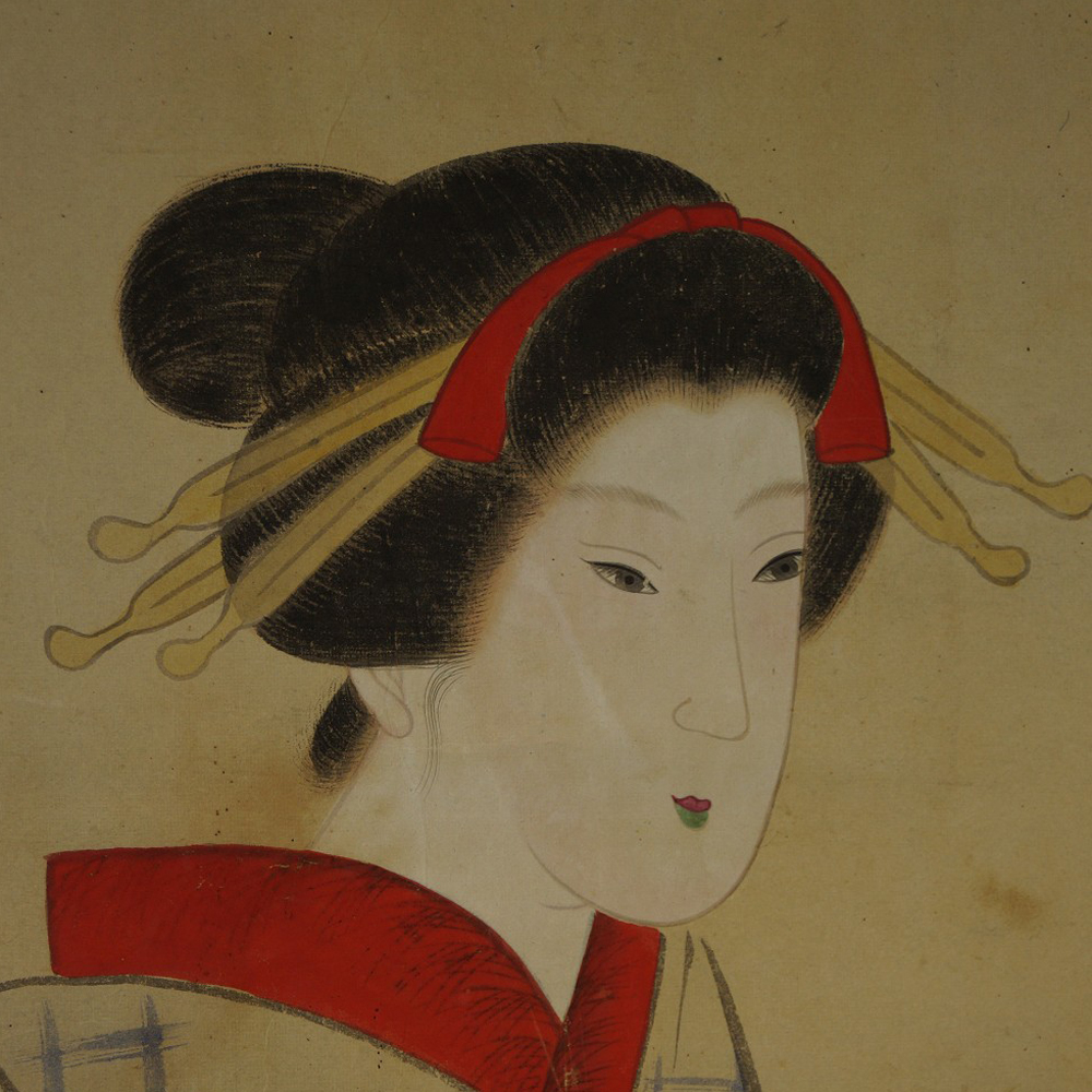 Beauty in kimono hanging scroll motif close-up preview