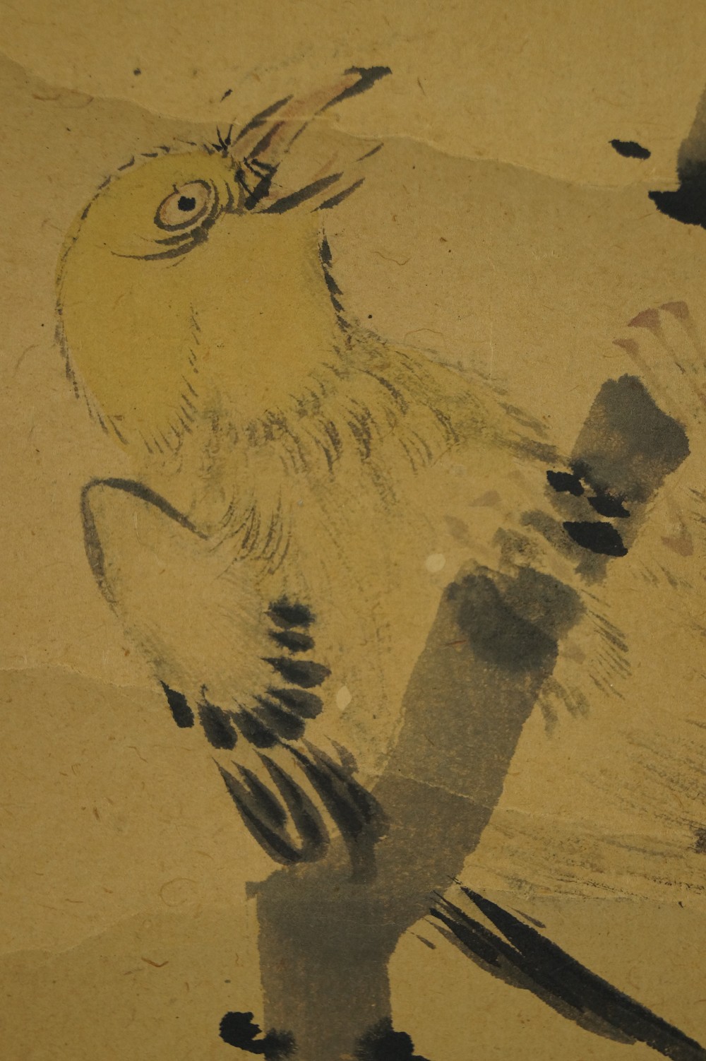Kakemono Flowers Bird Motif Close-Up