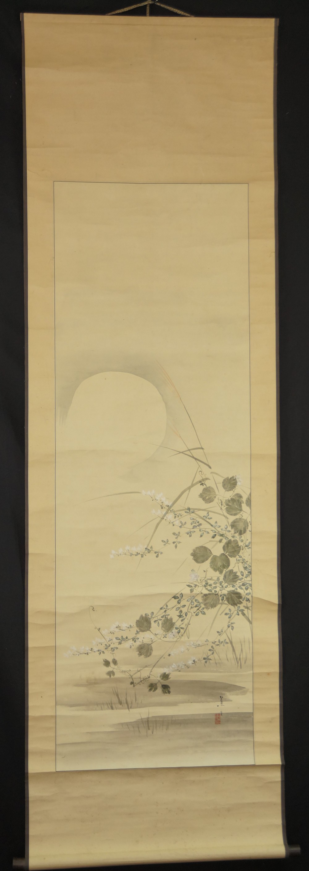 Graeser im Mondschein von Shodo Gesamtansicht Rollbild