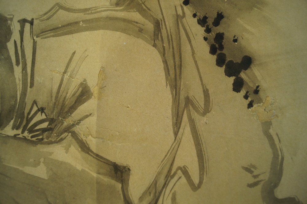 The Man and the Bird Brushwork Close-Up