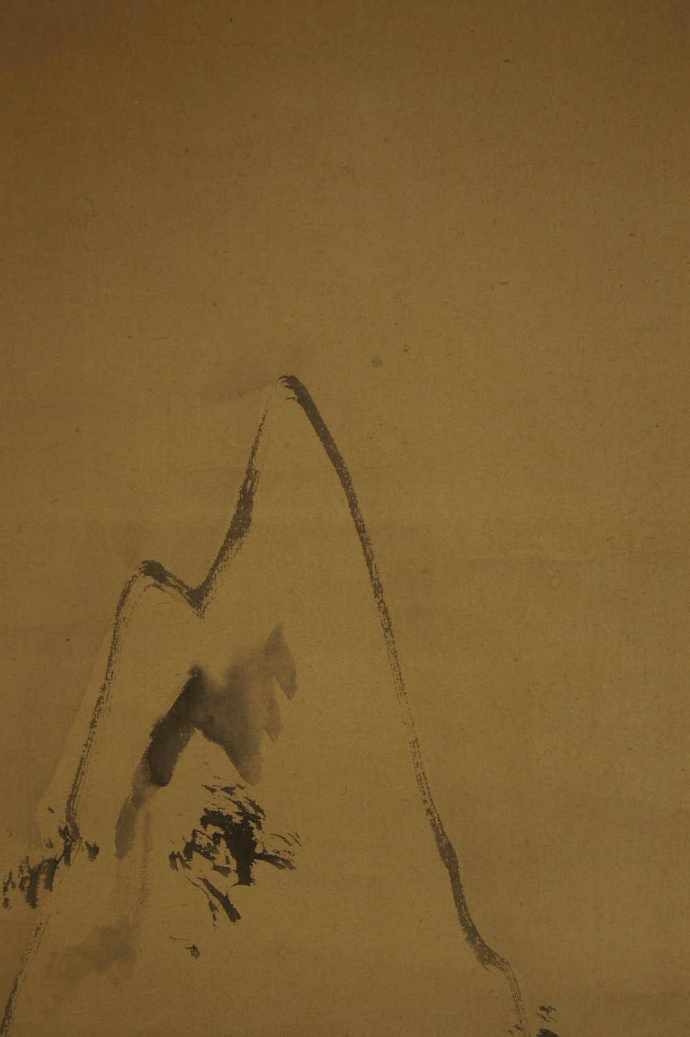 Snow-covered mountain peak motif close-up