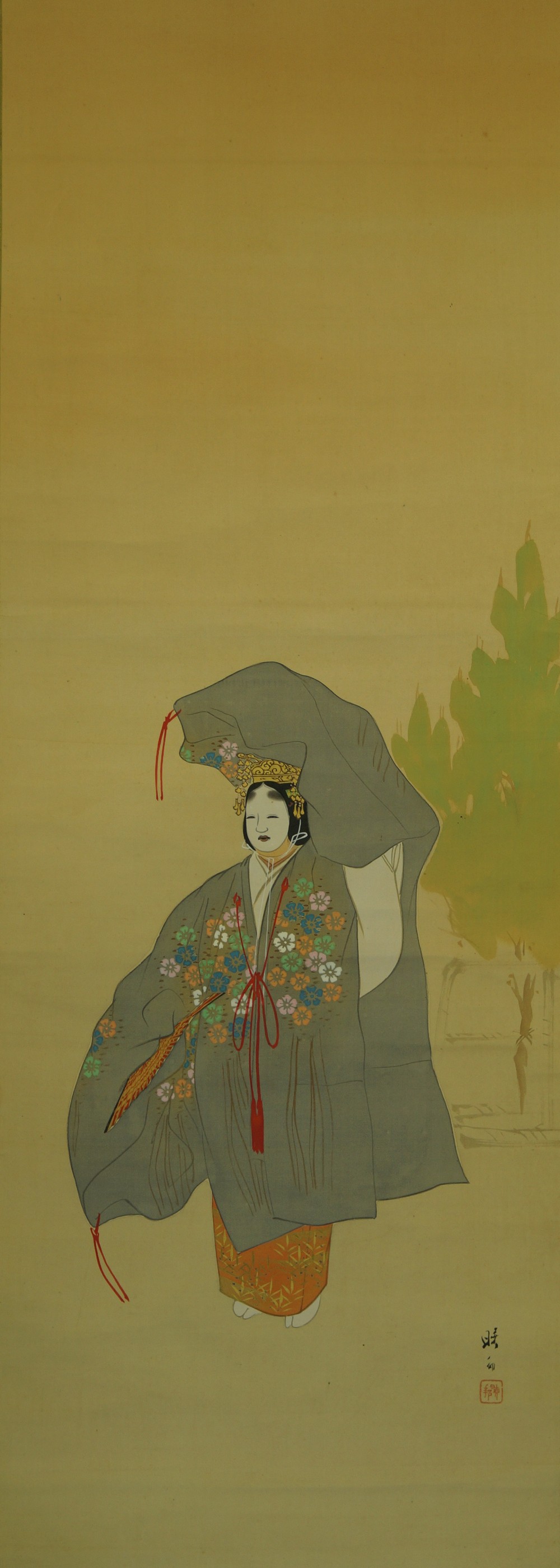 Hanging Scroll Woman in Kimono Full Motif Without Mounting
