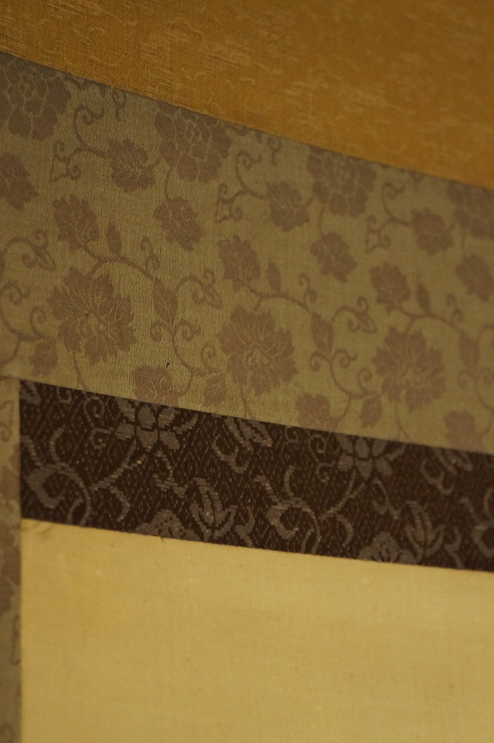 Sparrows and Chrysanthemums Hanging Scroll Mounting Detail