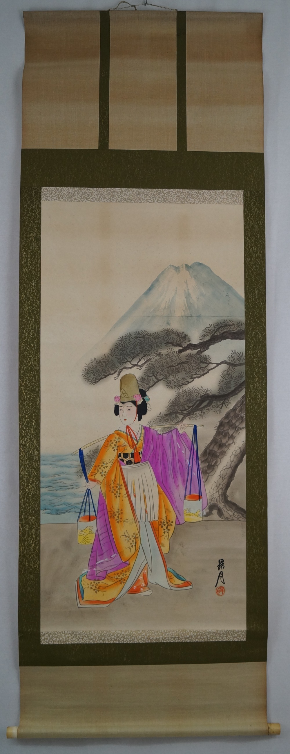 Beauty in Kimono Full View Hanging Scroll