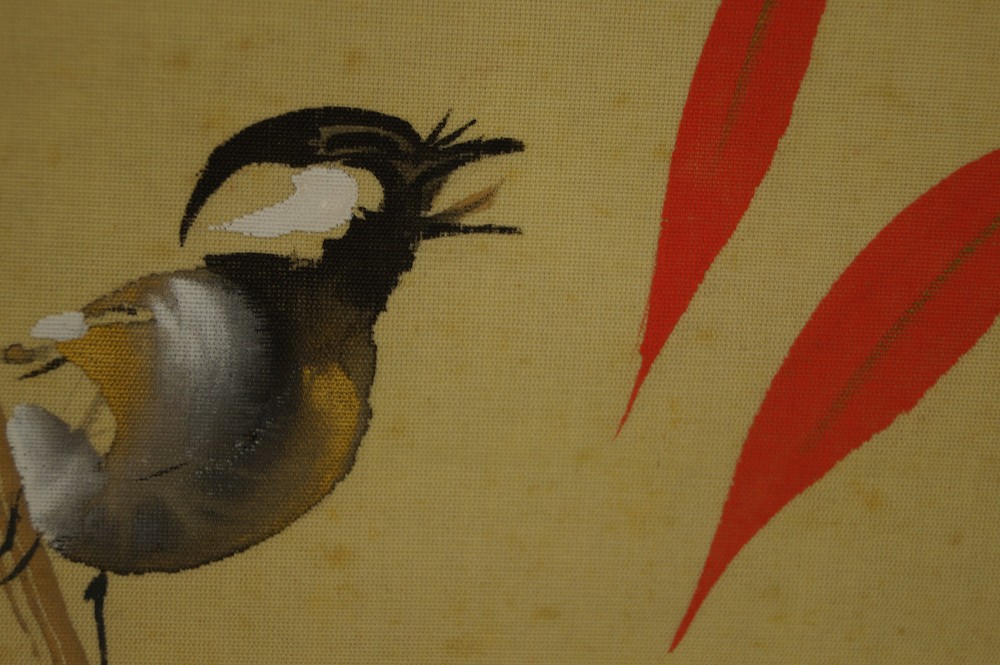 Autumn hanging scroll by Hokage Higashihara bird motif close-up 3