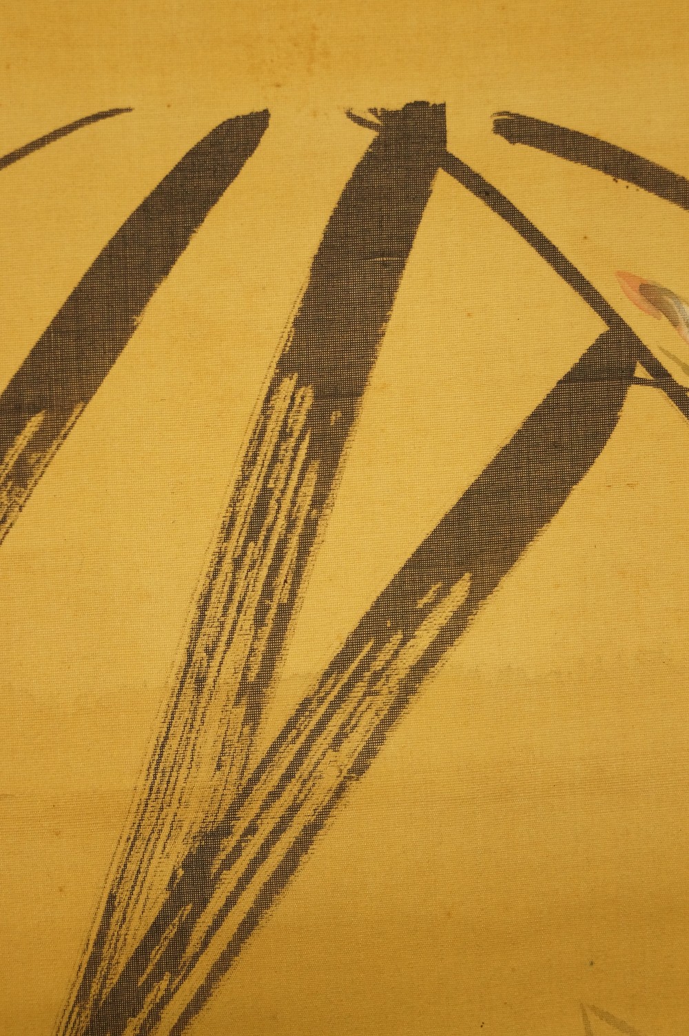 Crossed Reed Stalks in Ink Painting Reed Motif Close-up