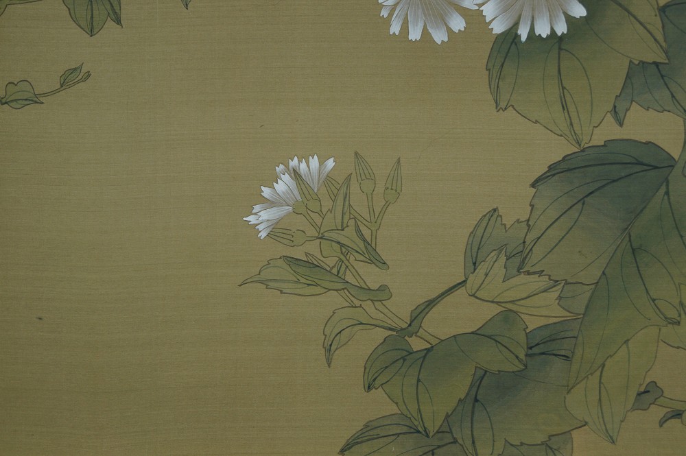 Kakemono Flowers and Butterfly Blossom Motif Close-Up 2