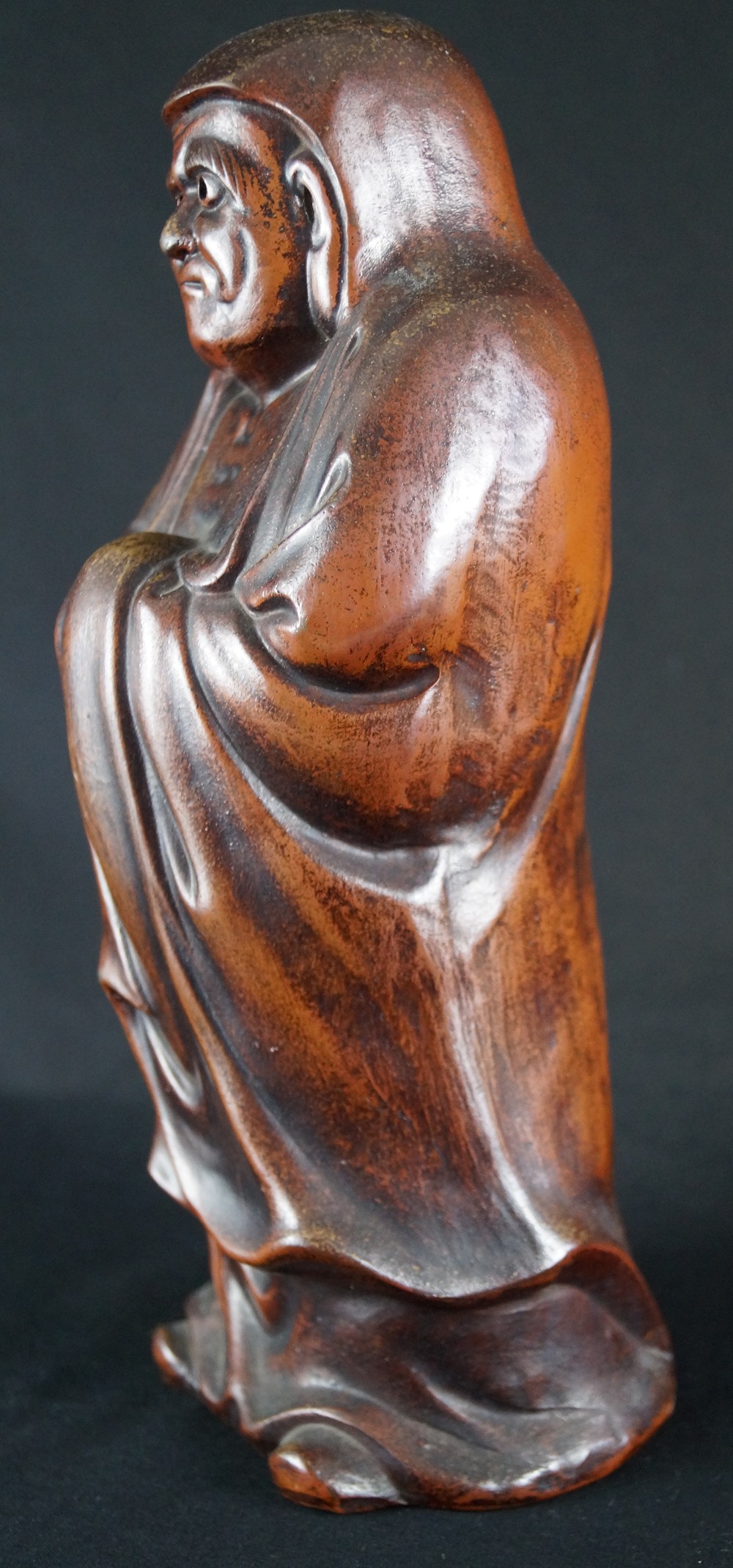 Bodhidharma Daruma Wide Open Eyes Bizen Ware Side View 1