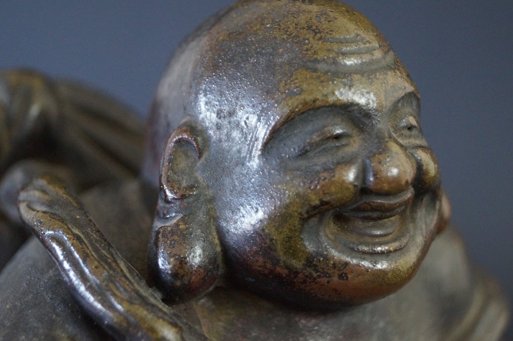 Hotei Figure Made of Bizen Ware Face Close-Up 4