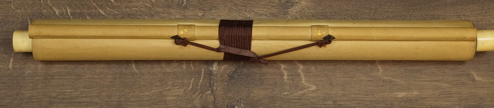 Beauty in kimono kakemono rolled up