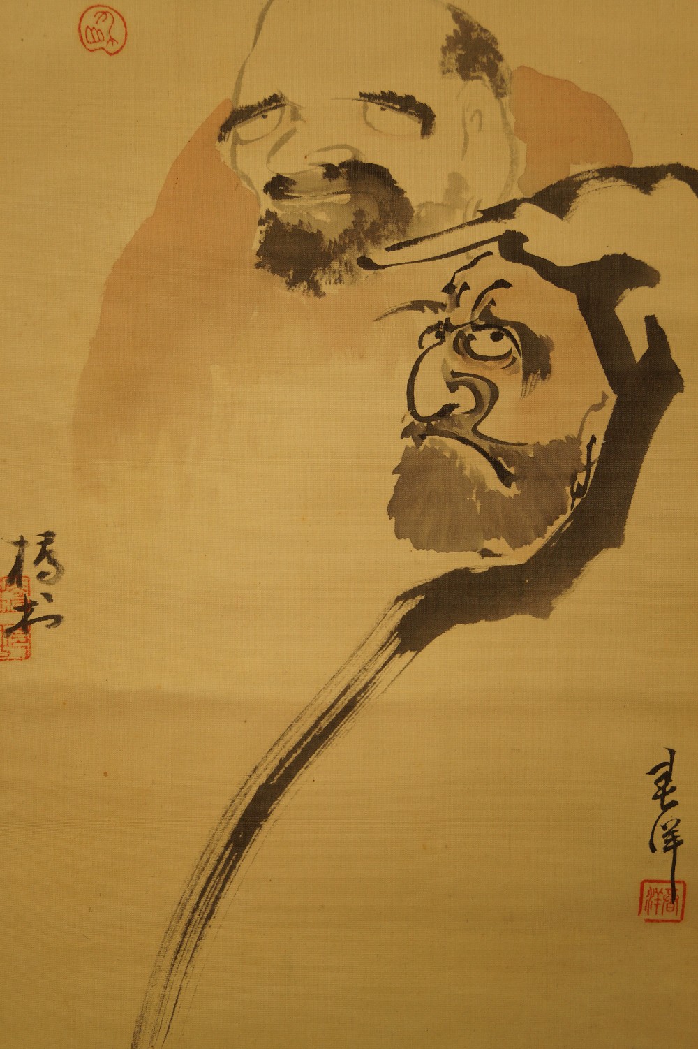 Bodhidharma hanging scroll Bodhidharma motif close-up 2