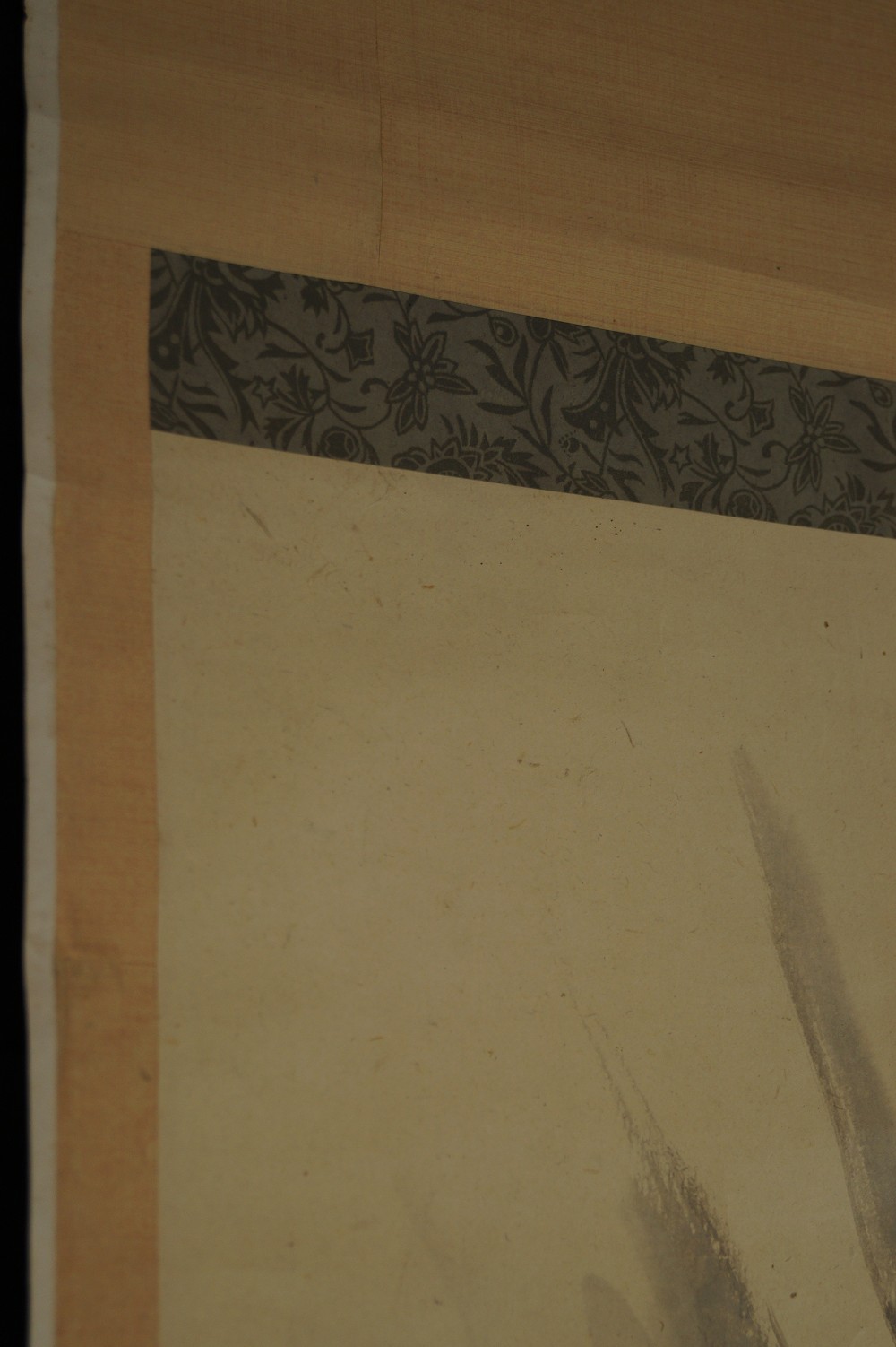 Hanging scroll Dragon in the Clouds mounting detail of the fabric border