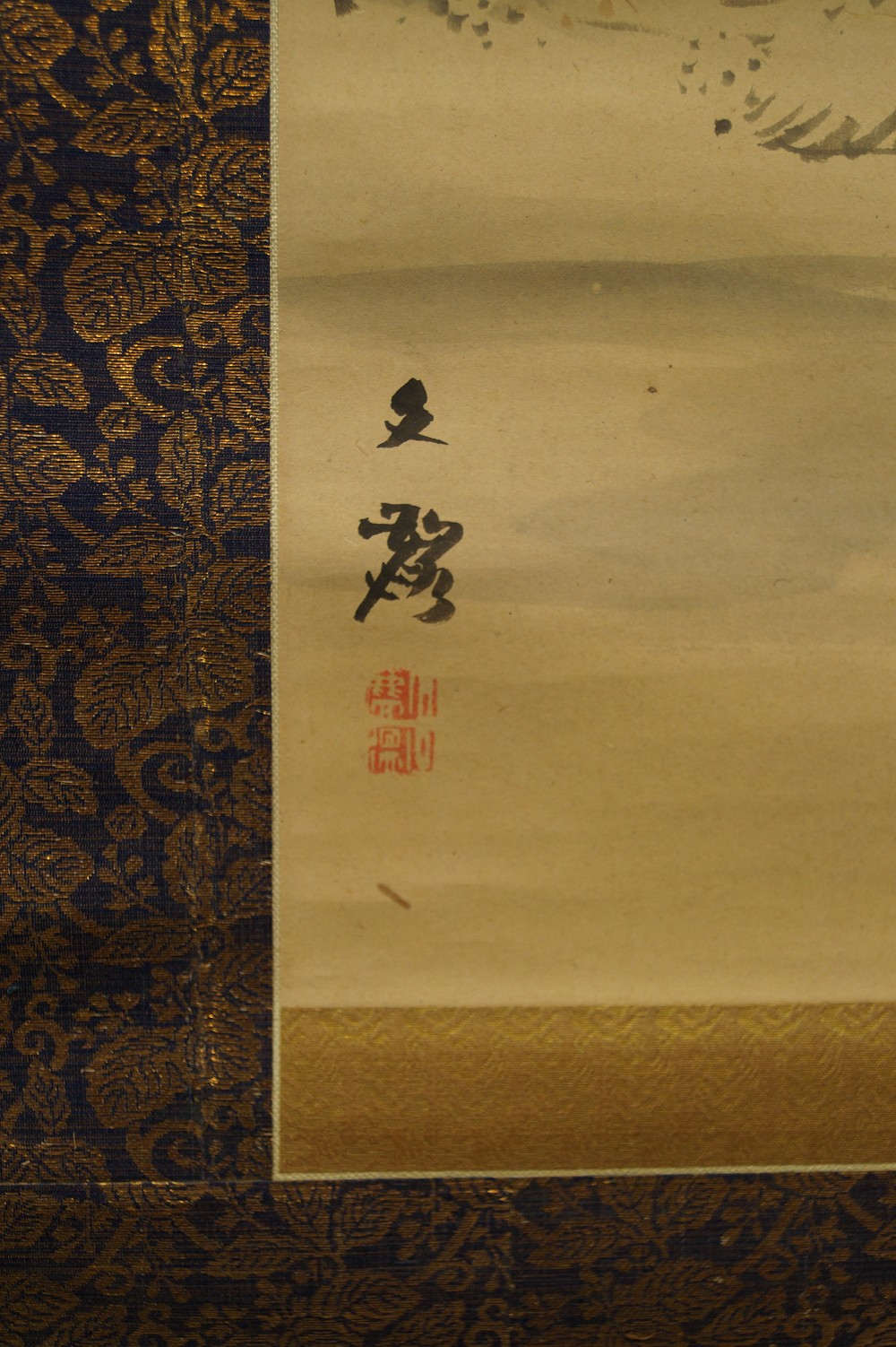 Landschaft Rollbild von Bunrin Shiokawa Signatur und Siegel Nahaufnahme 2