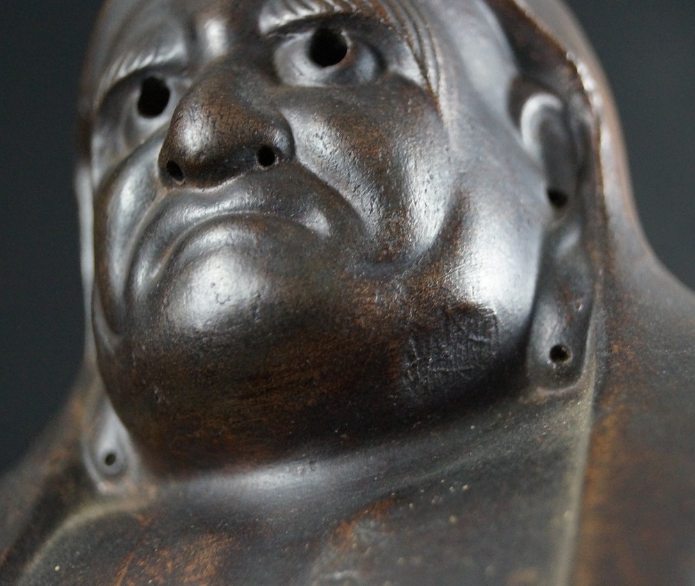 Bodhidharma Daruma Pensive Gaze Bizen Ware Face Close-Up 3