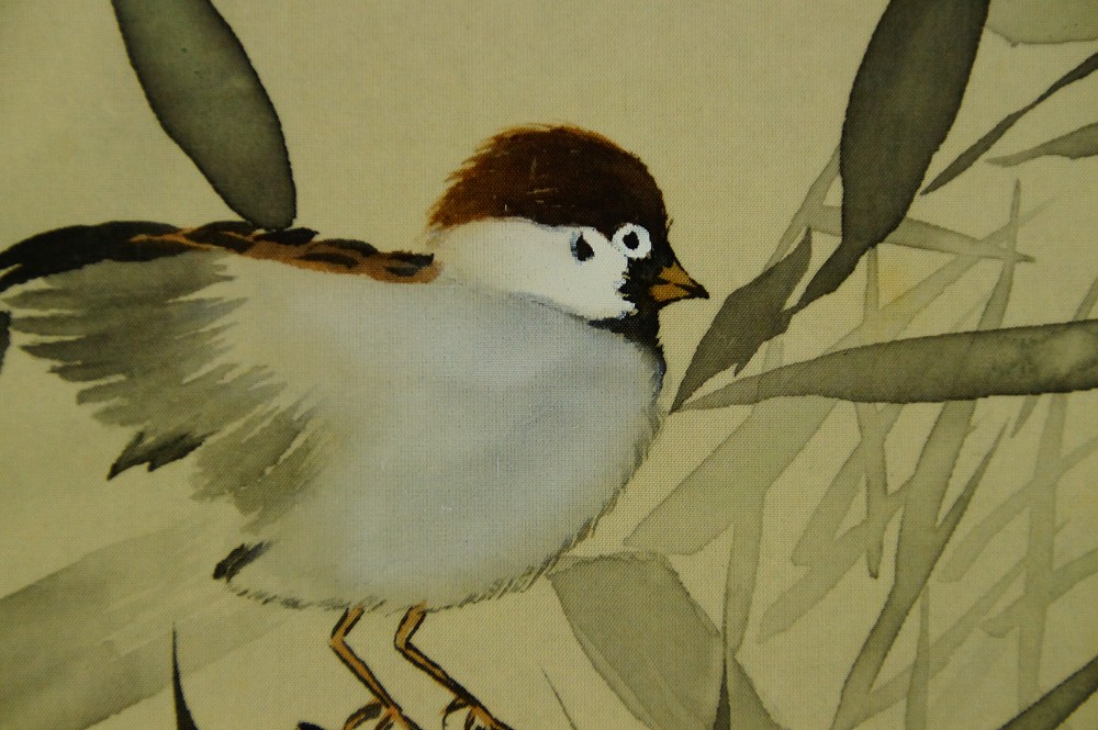 Sparrows at the Water Wheel by Noda Setsun Sparrow Motif Close-Up 2