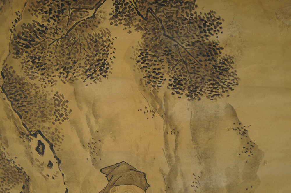 Tea Master Hanging Scroll Tree Motif Close-Up