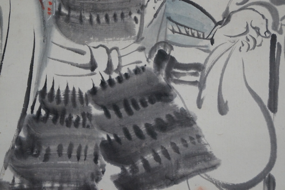 Young samurai armor close-up