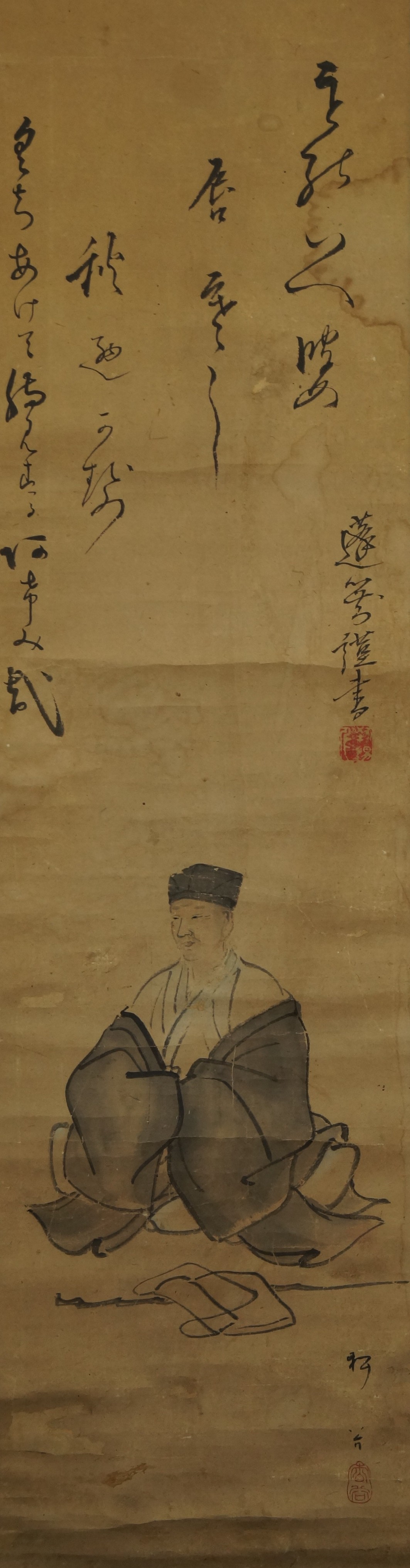Old Monk Hanging Scroll Full Motif Without Mounting