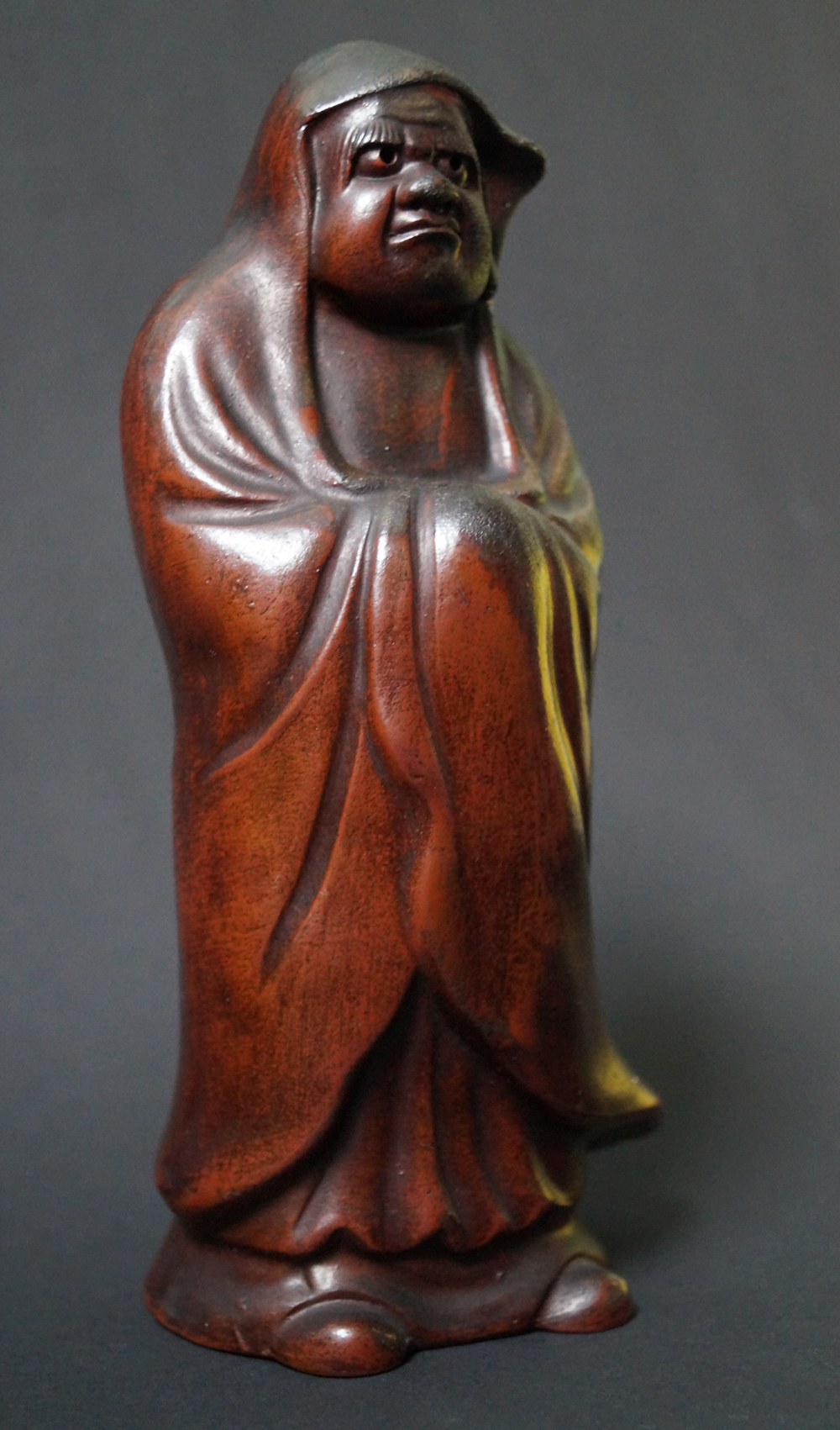 Bodhidharma Daruma Figure Made of Bizen Ware Side View 1