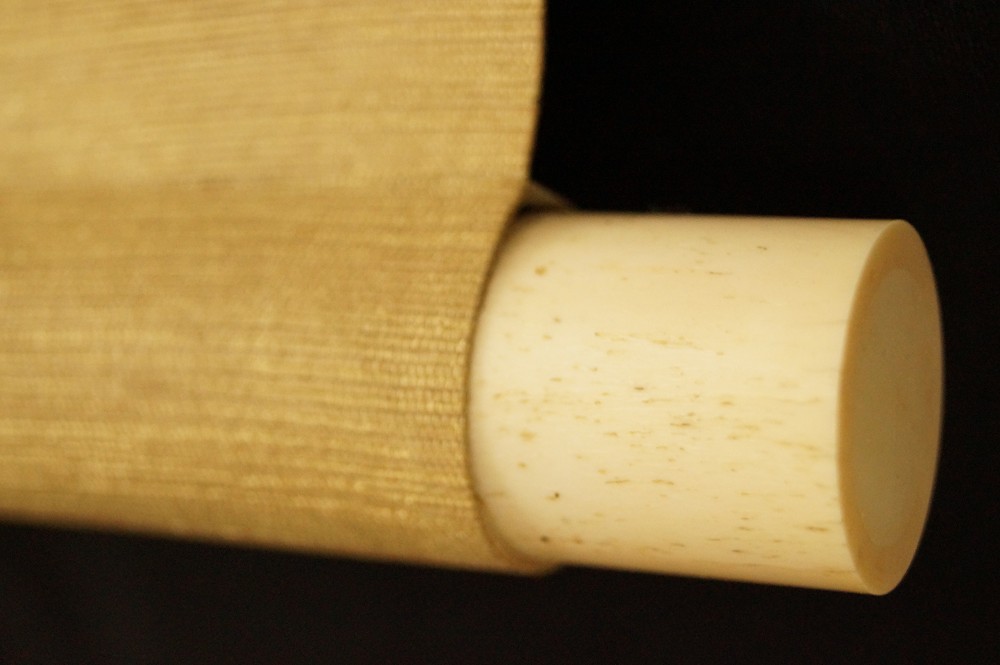 Lady in Striped Kimono Scroll End Close-Up