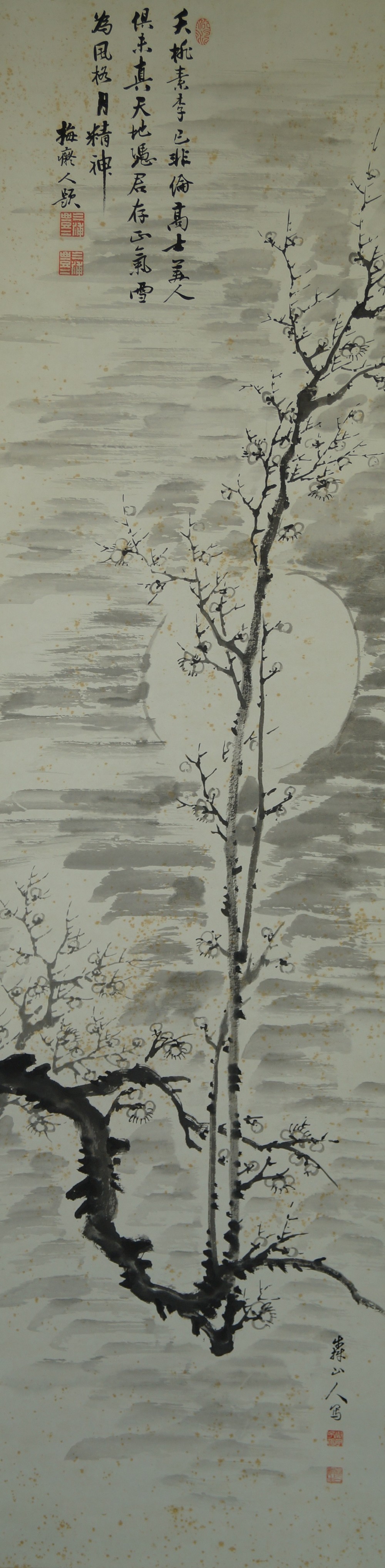 Plum Tree in Moonlight Hanging Scroll Kakejiku Kakemono Full Motif Without Mounting