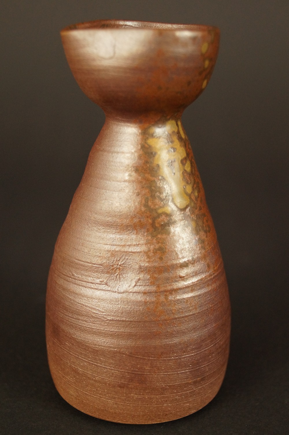 Bizen Sake Bottle with Guinomi Cups Tokkuri Back View
