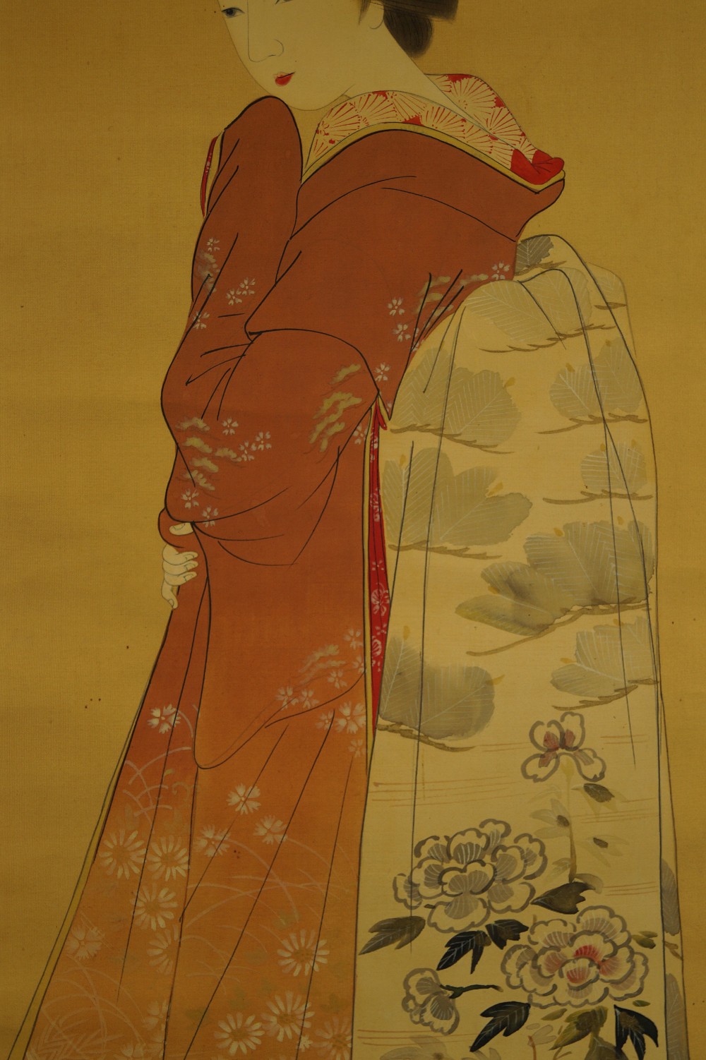 Japanese Hanging Scroll Beauty in Kimono Kimono Motif Close-Up 1