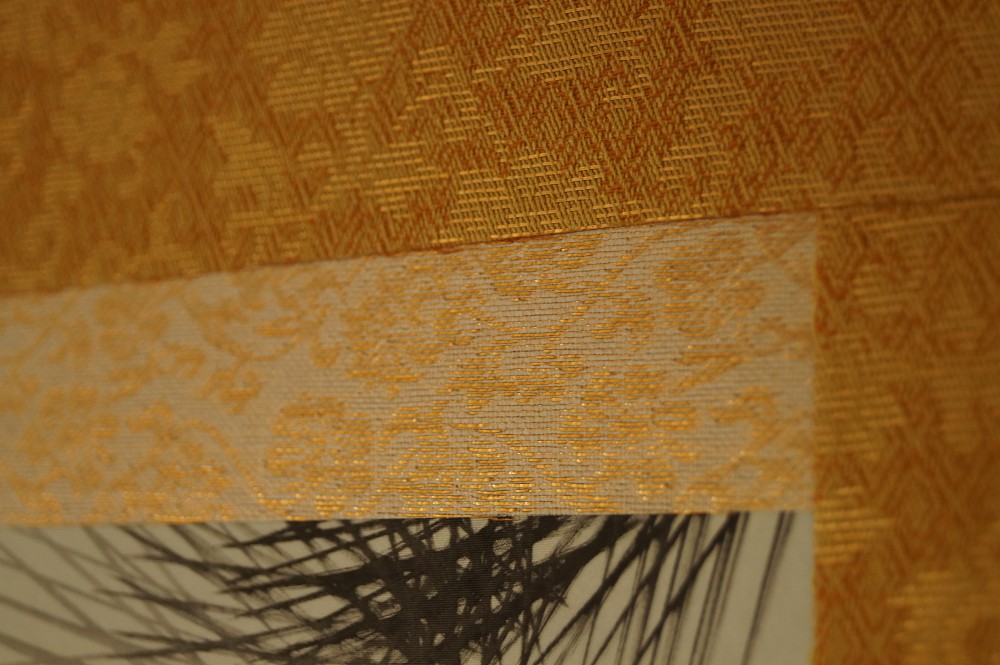 Kraniche Kakemono Montierungsdetail