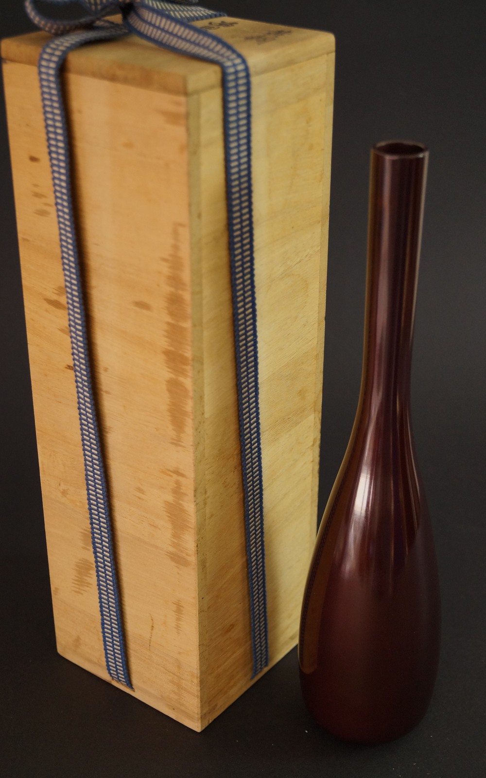 Copper Vase by Kageaki Watanabe Front View with Storage Box 2