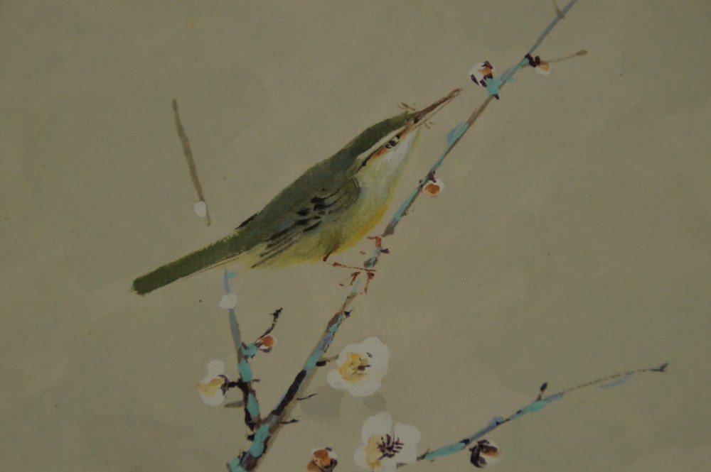Nightingale on a Plum Branch by Sako Nightingale Motif Close-Up