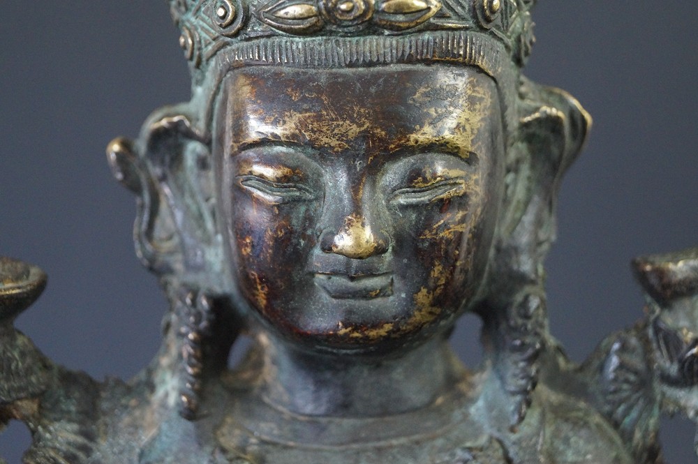 Chinese Buddha Figure Made of Bronze Motif Close-Up 1