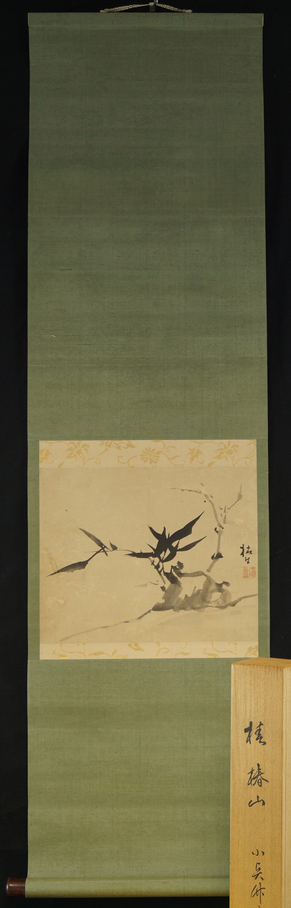 Bamboo Hanging Scroll by Tsubaki Chinzan Full View of the Hanging Scroll