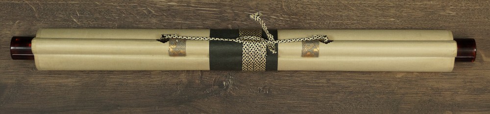 Rolled Up and Cord-Tied Kakemono with Wooden Jikusaki