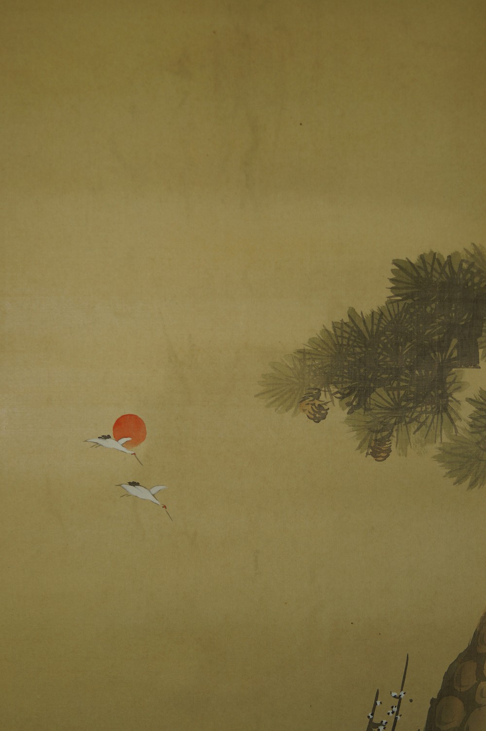Takasago Legende Rollbild Kranich-Motiv Nahaufnahme 1