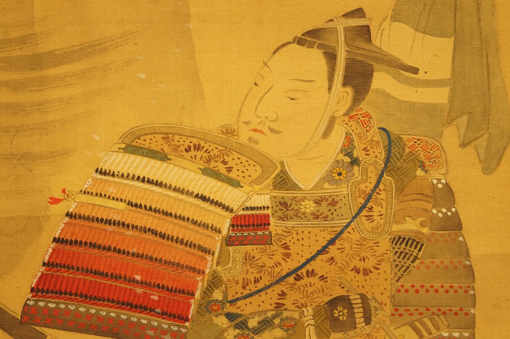 Samurai warrior under the cherry tree samurai close-up 2