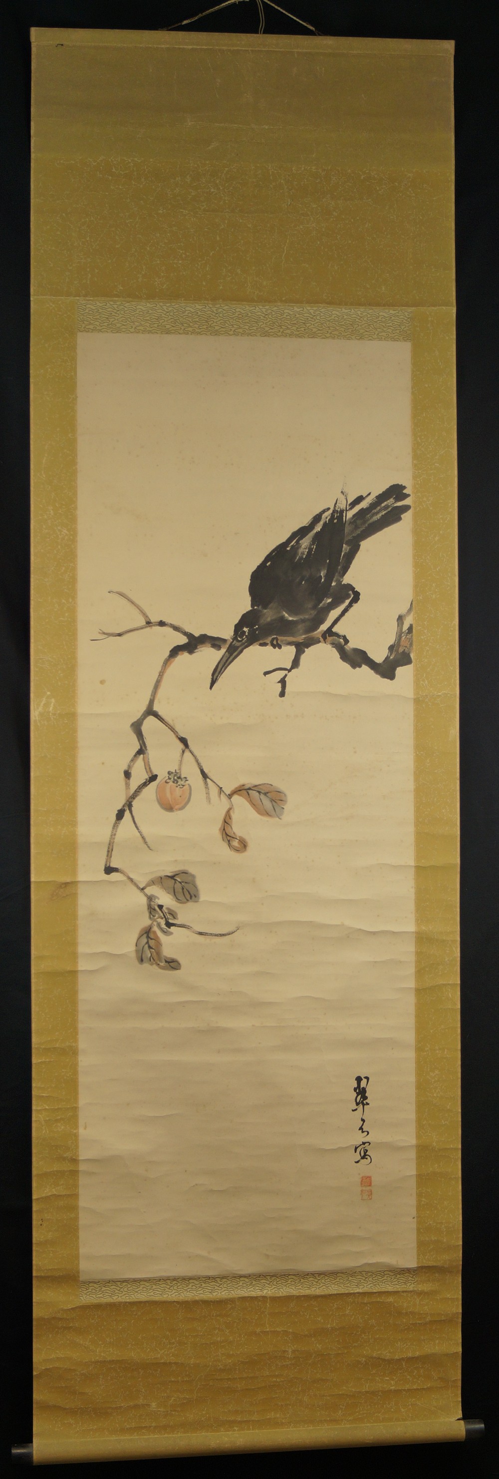 Japanese Hanging Scroll Crow Full View