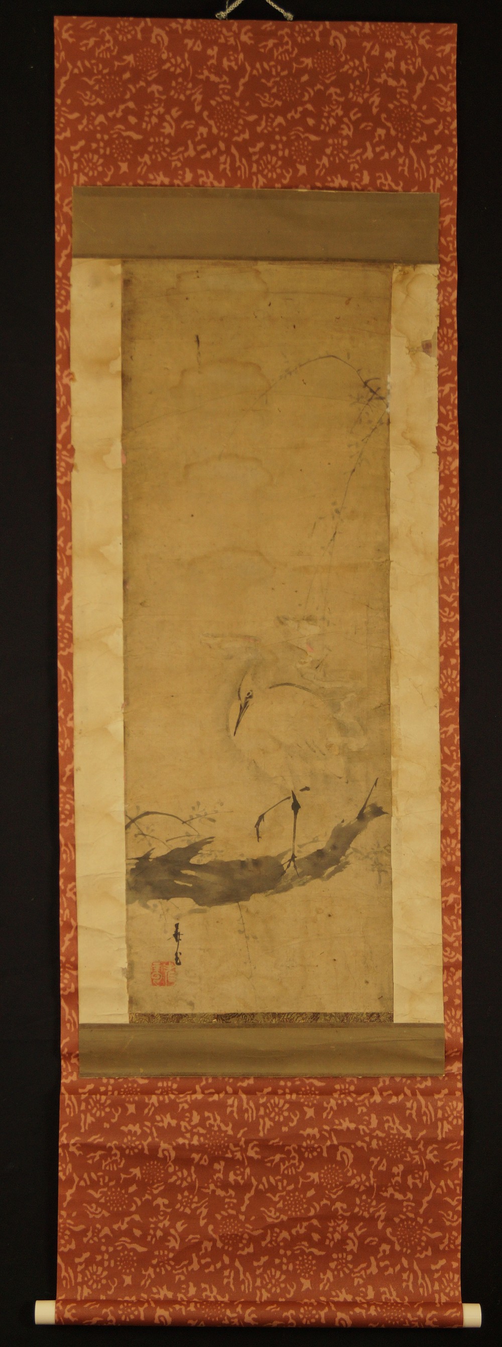 Kakemono Weisser Reiher Gesamtansicht Rollbild
