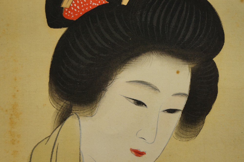 Beauty in kimono hairstyle close-up