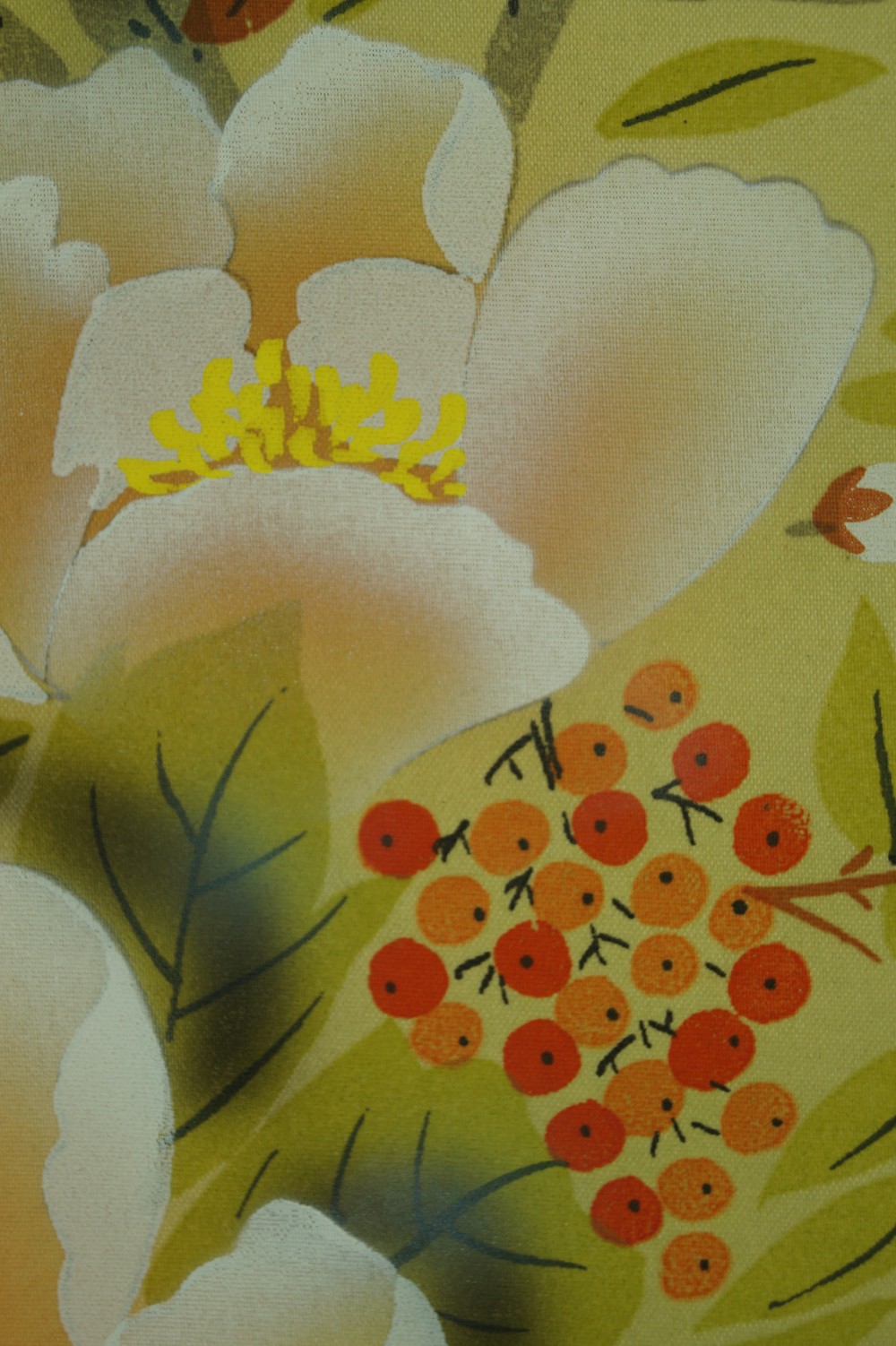 Flower Hanging Scroll Berries Close-Up