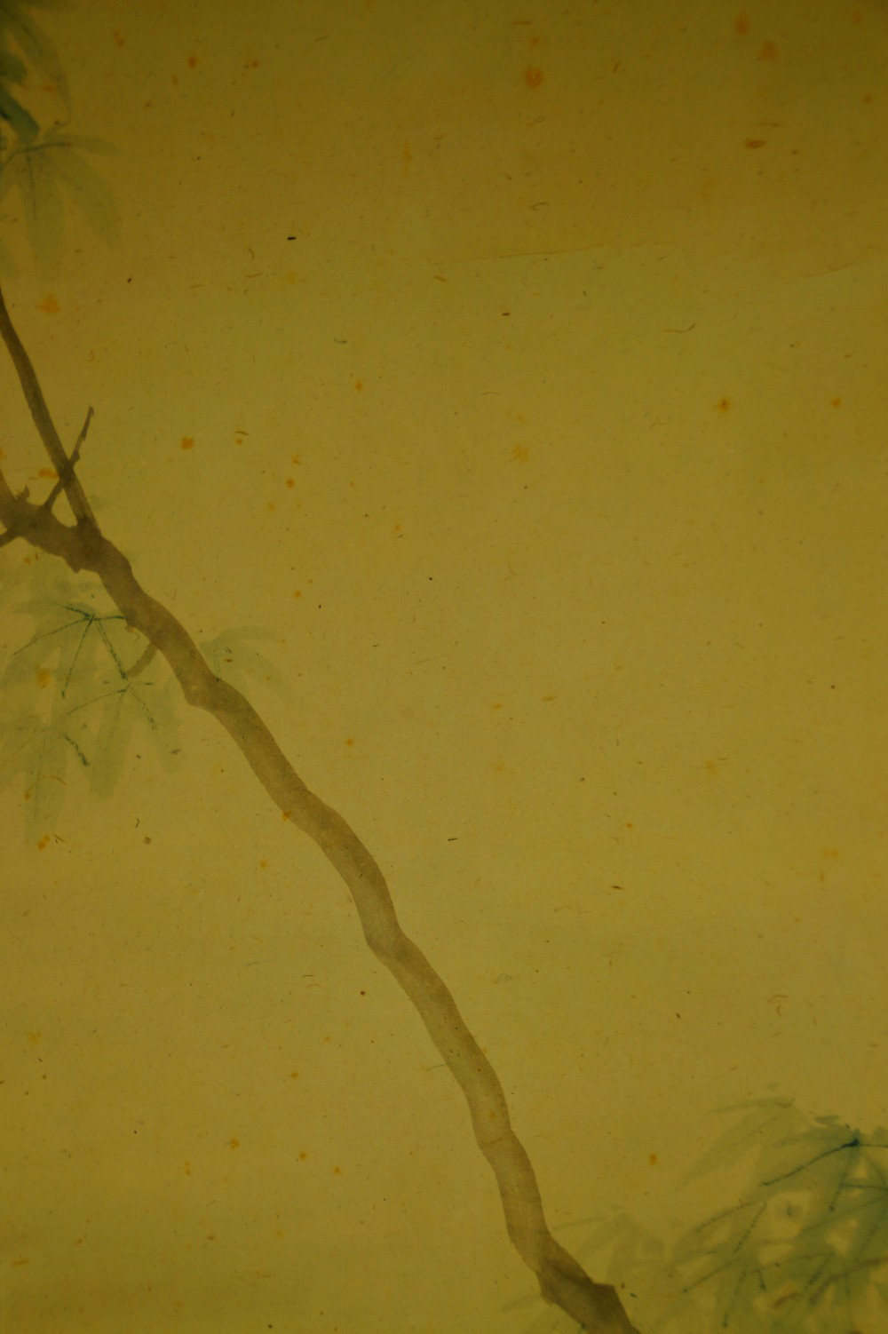 Sparrow on Bamboo Branches Kakemono by Matsuura Shodo Bamboo Motif Close-Up
