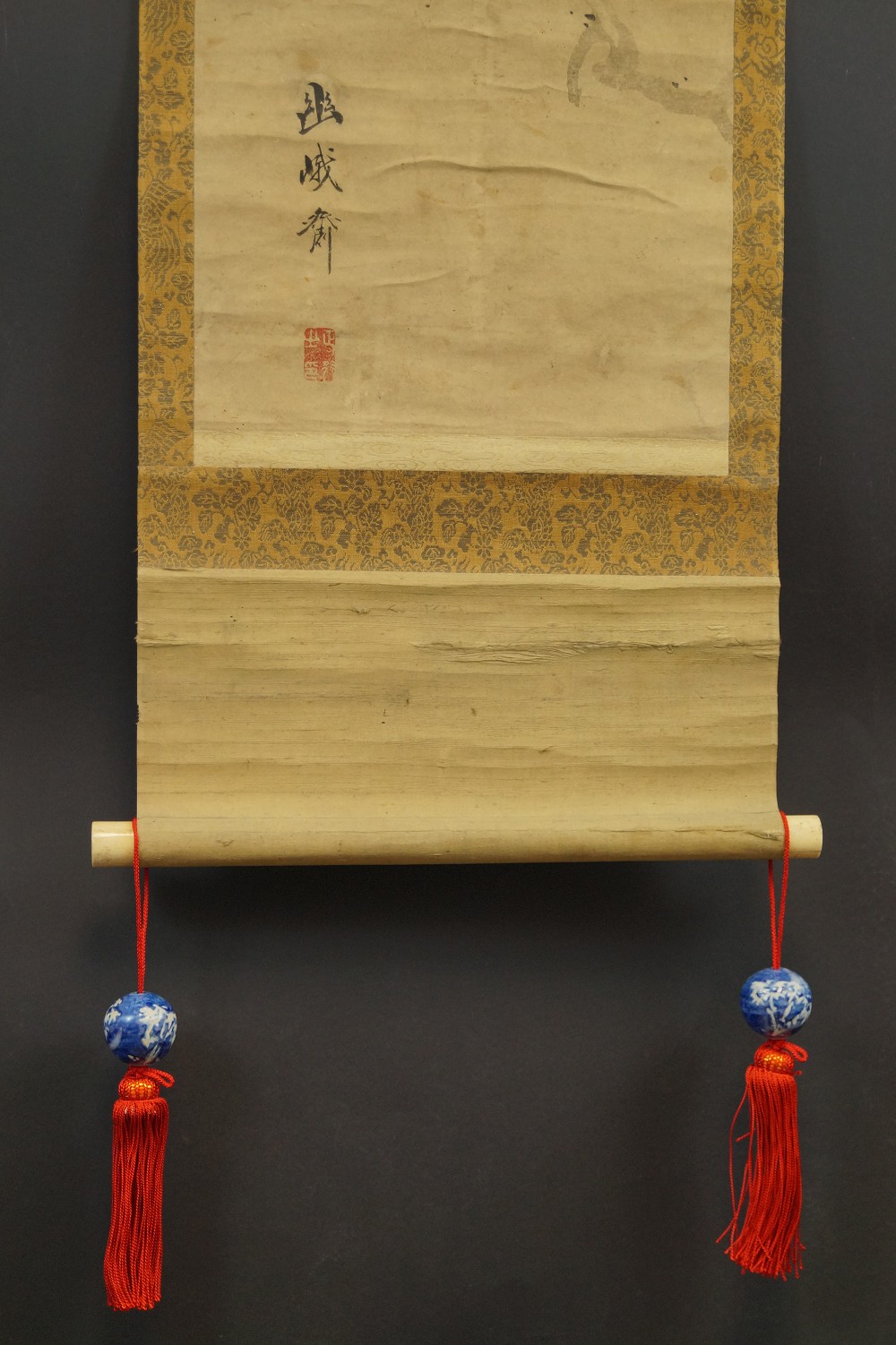 Fuchin - traditionelle Schmuckgewichte für Kakemono Kiyomizu Keramik Bambusmotiv
