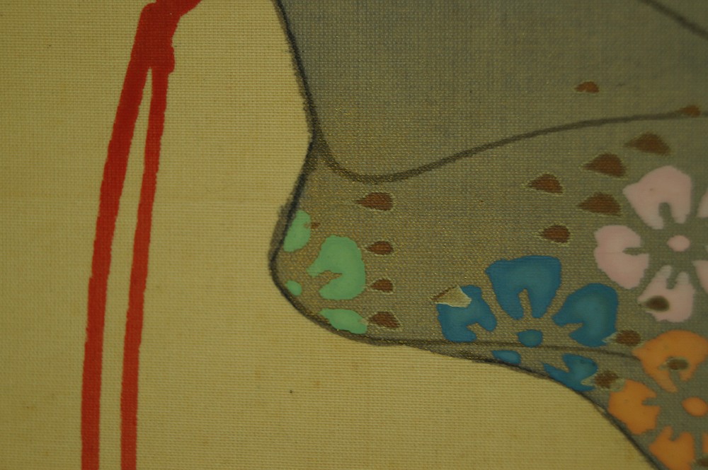 Hanging Scroll Woman in Kimono Robe Motif Close-Up 2