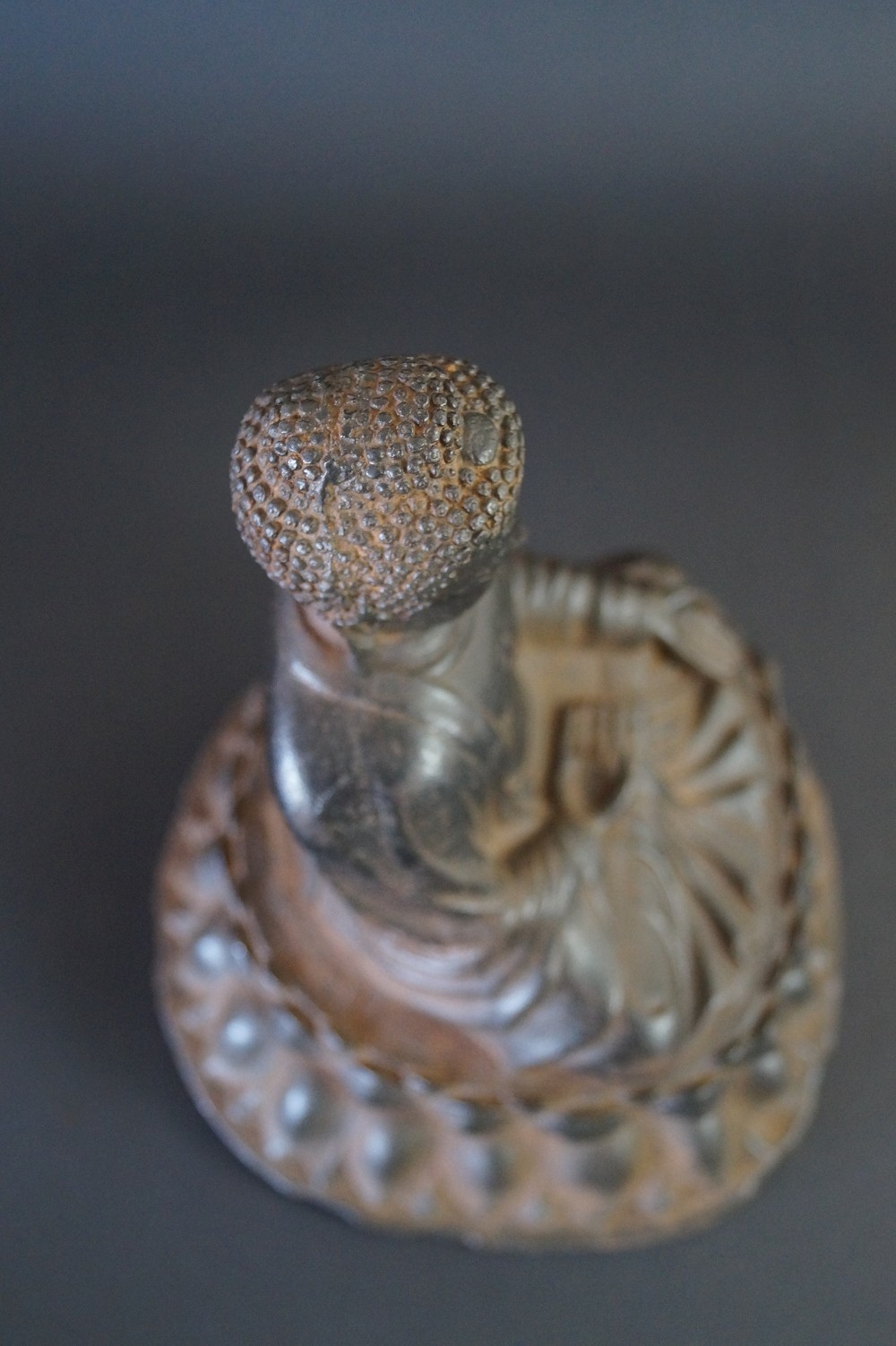 Japanese Buddha figure made of iron motif close-up 3