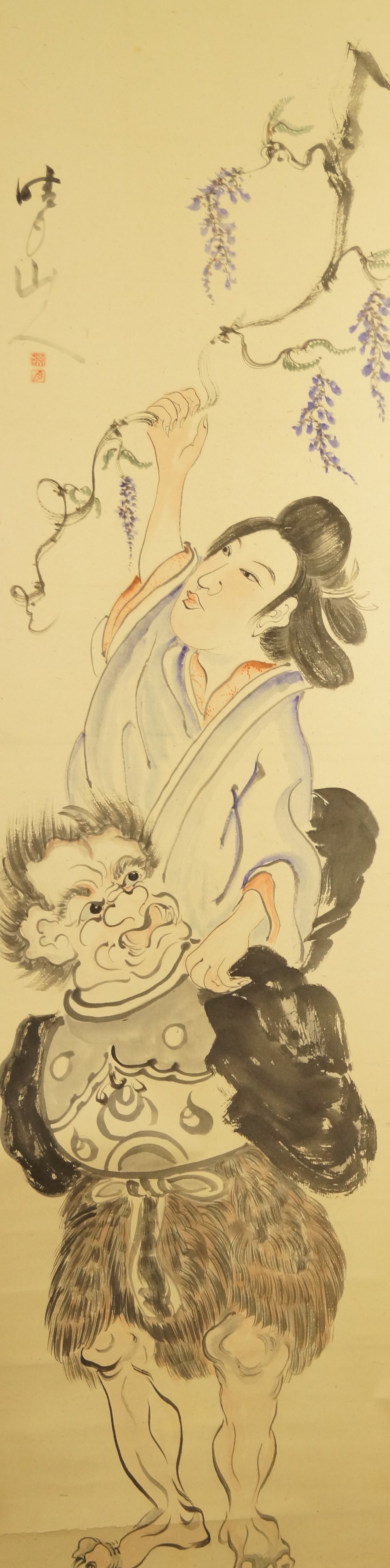 Lady Under Wisteria Blossoms Full Motif Without Mounting