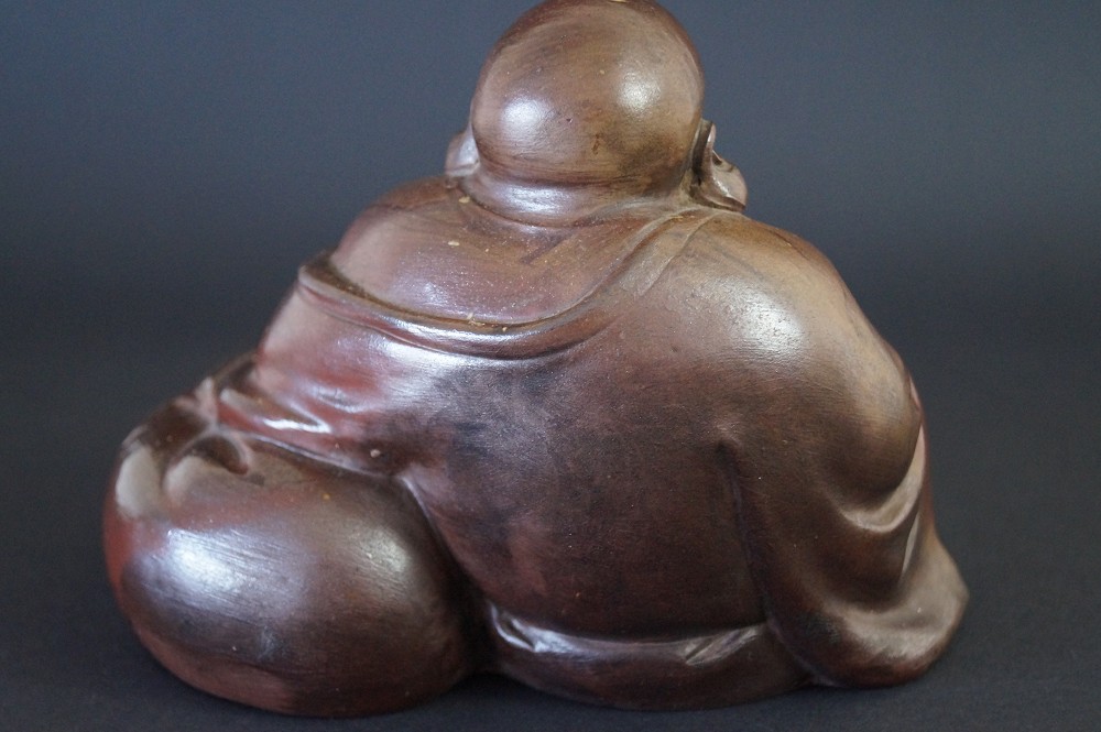 Hotei Figure Made of Bizen Ware Rear View