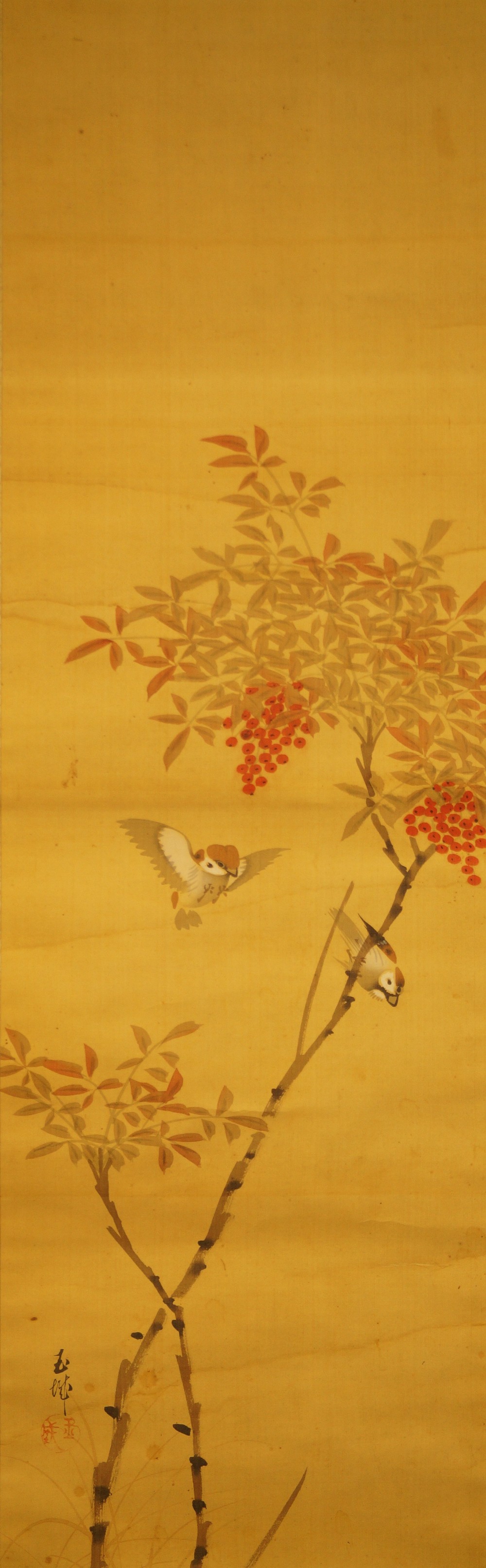 Sparrows at the Rowan Tree Full Motif Without Mounting