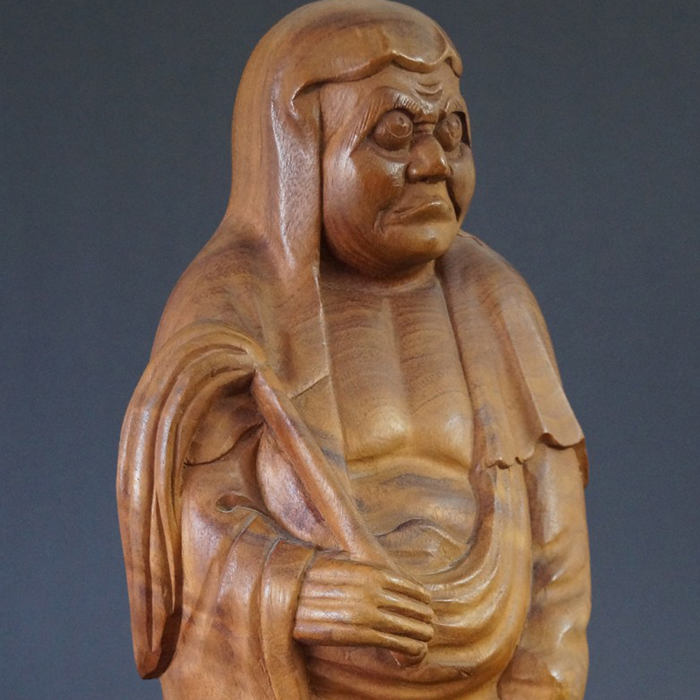 Bodhidharma Holzfigur Motiv Nahaufnahme Vorschau