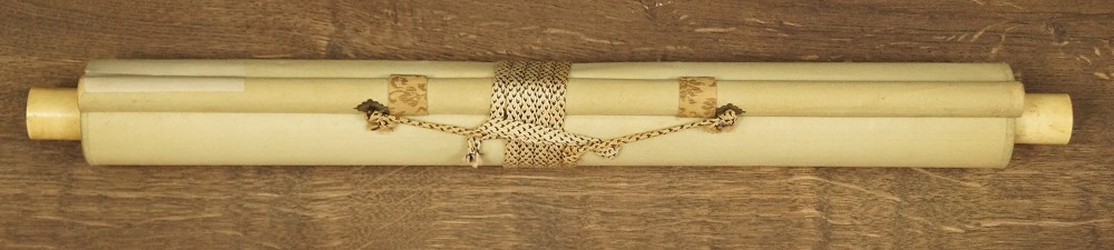 Kraniche Rollbild Kakemono zusammengerollt